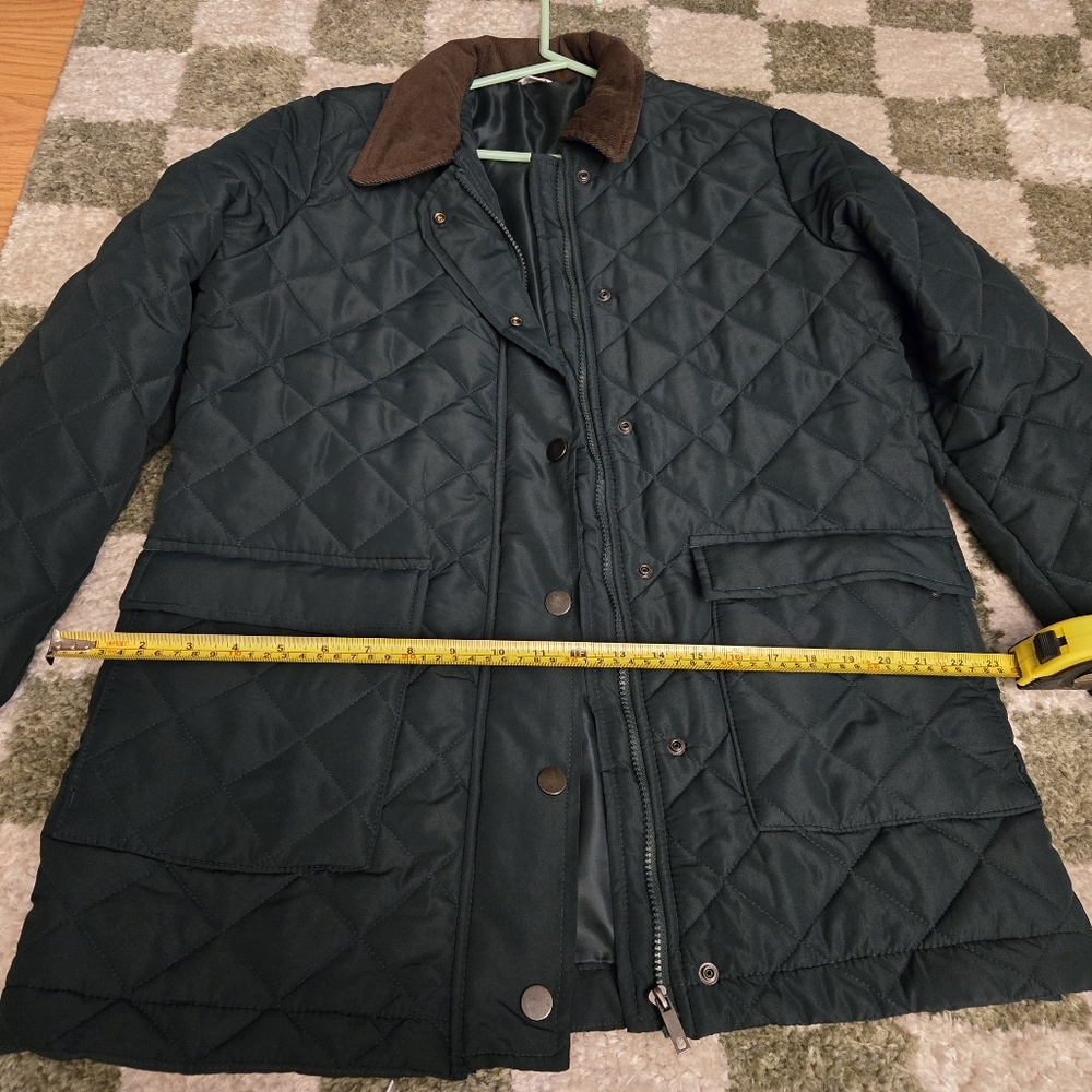 Time and Tru Quilted Jacket - Dark Green and Brown